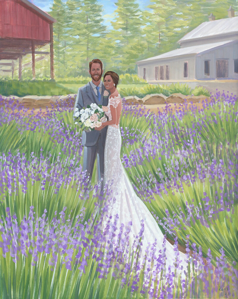 Live Wedding Paintings by Ben Keys | Kim and Matt, Lavender Oak Farm, Chapel Hill, NC, web
