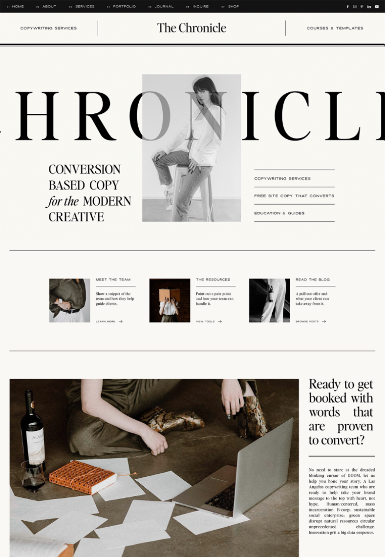 Showit Website Template Northfolk Chronicle 1