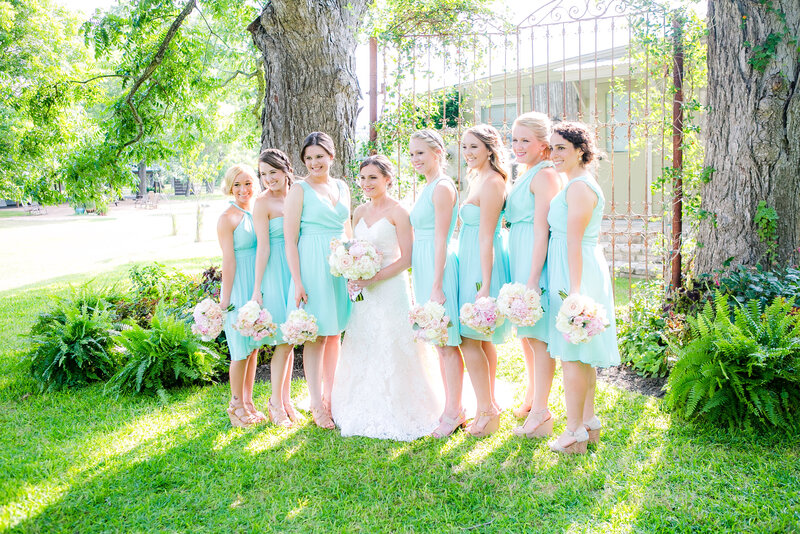wedding party women posing