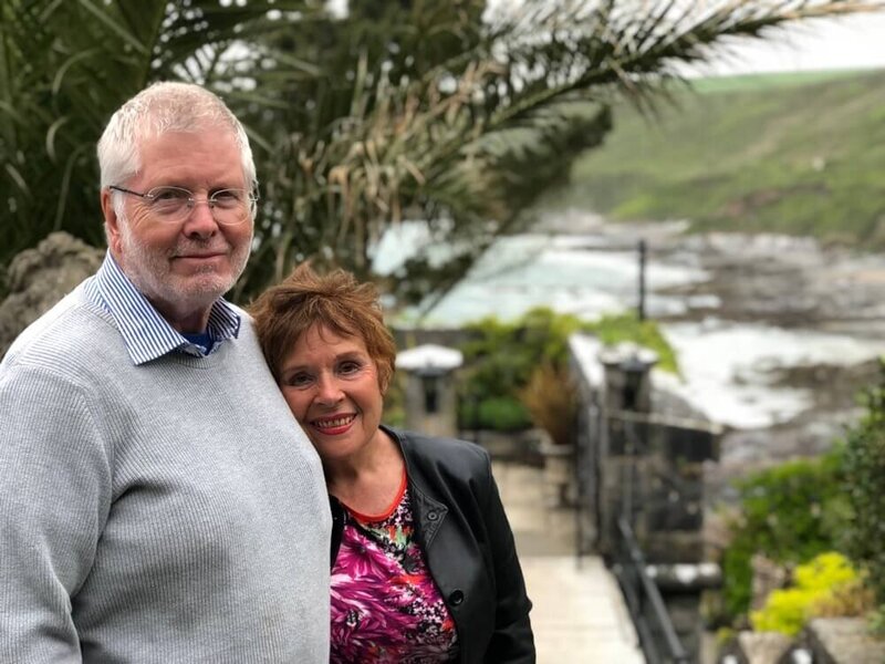 A photo of John & Teresa standing at the entrance of Polhawn Fort