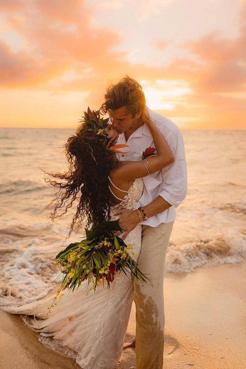 romantic sunset elopement in hawaii photographed on Maui by Love and Water