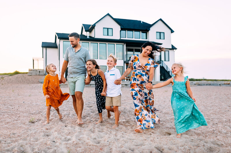 mom with kids smiling