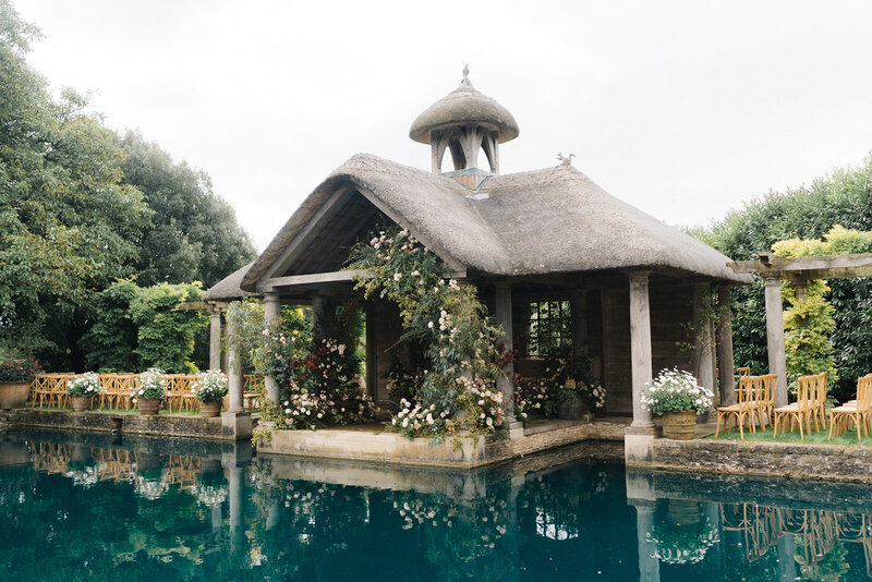 Luxury floral installation for a wedding ceremony at Euridge Manor