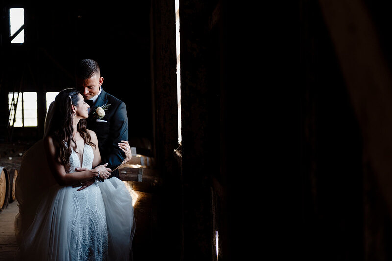 Bride and groom Acacia Ridge winery wedding