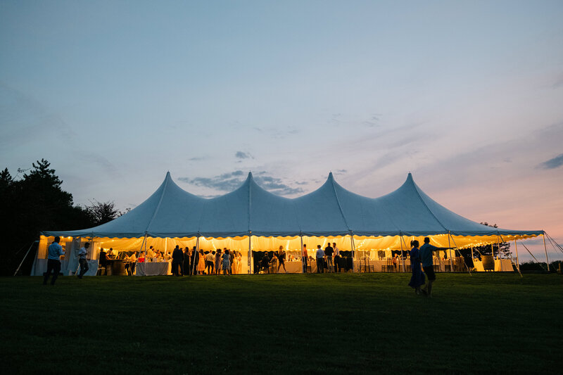 Tent Wedding at sunset in Niagara on the lake at Kurtz Orchards 