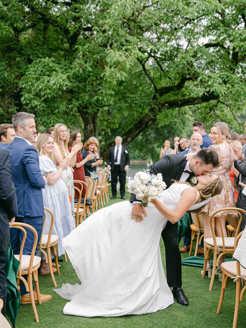 wedding ceremony on the lawn at waverley country club