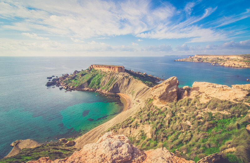 Scenic view of land and water