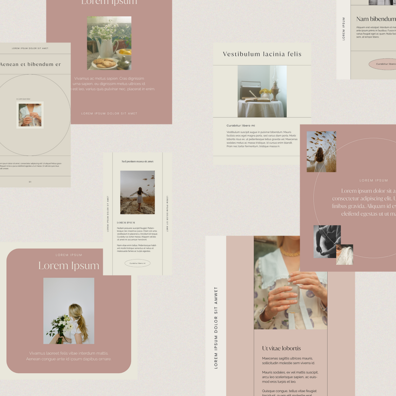 A blend of feminine and sophisticated social media templates tailored to help you streamline your process and strengthen your social media presence. Featuring 36 templates of sophisticated and minimal aesthetics, easy to customize with InDesign, Illustrator, and Canva.
