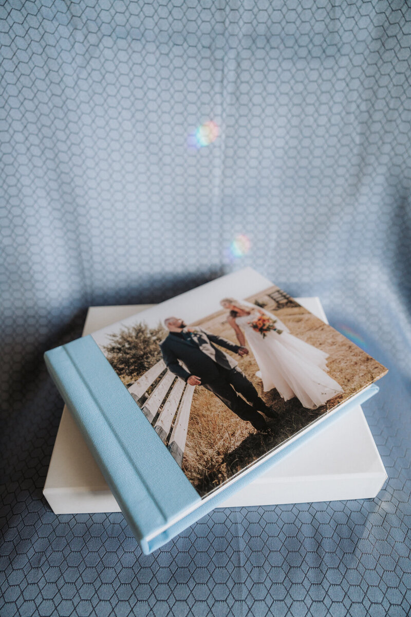A closed wedding album.