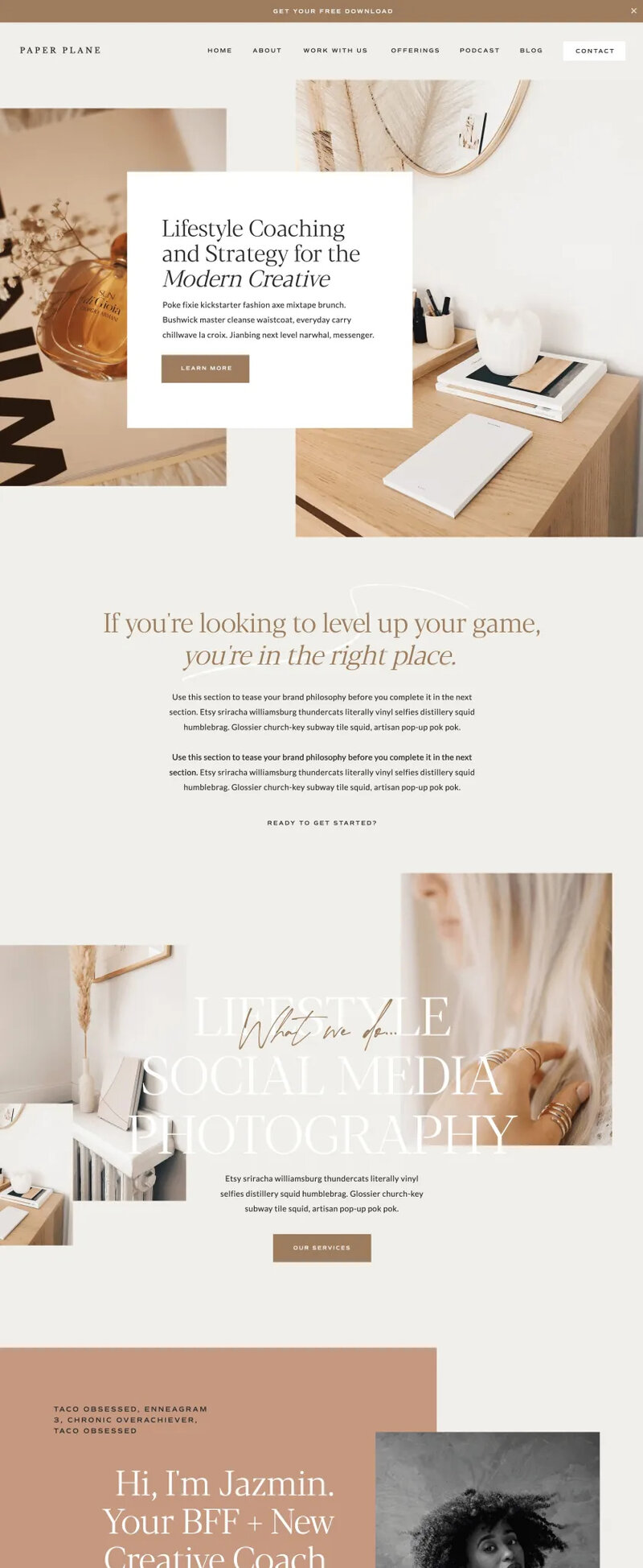 a mockup of a neutral and stylish Showit template