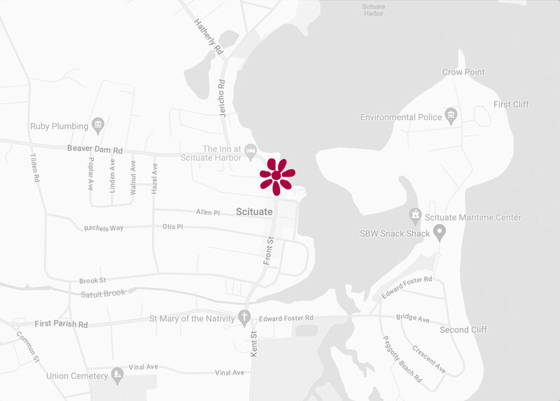 joye shown on a map with a flower