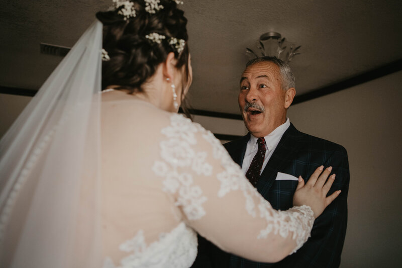 brides dad surprised the first time he sees his bride- amarillo wedding photography