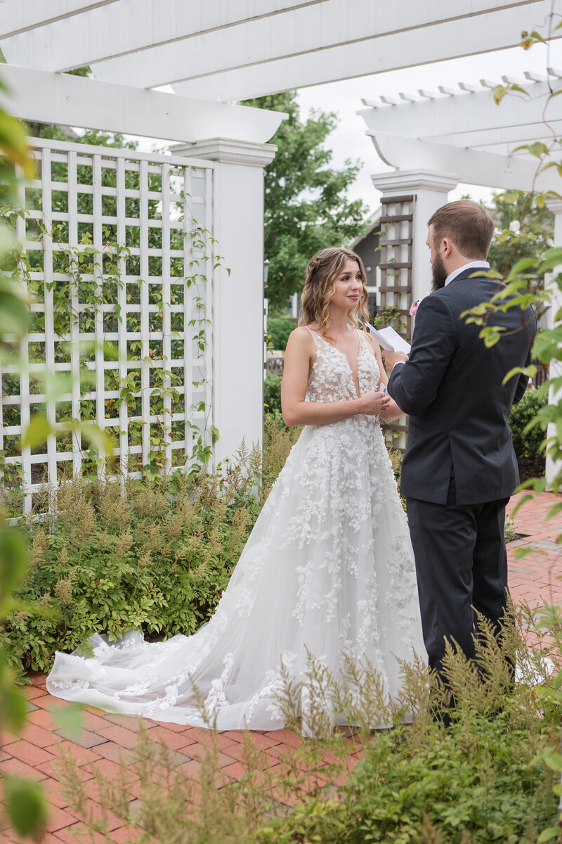 The Inn at Chesapeake Bay Beach Club wedding private vows in courtyard photographed by Maryland photographer Christa Rae Photography