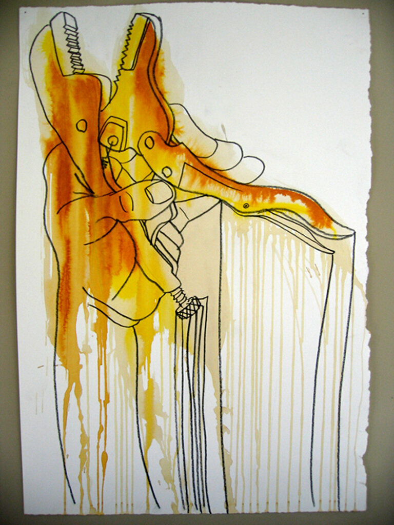 Brent Ray Fraser Self Portrait Tool Coffee and Ink Pencil Drawing 2007