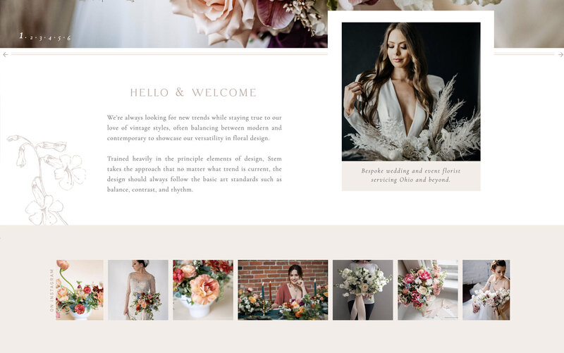 Brand & Website Designs for Females |  Showit | Showit Templates | Feminine Website Design | Stem Floral Studio