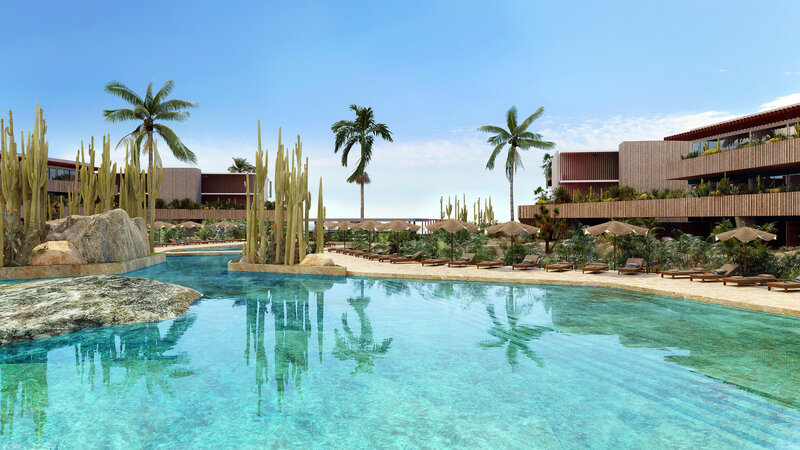 Inviting room-side infinity pool at Secrets Baby Beach Aruba.