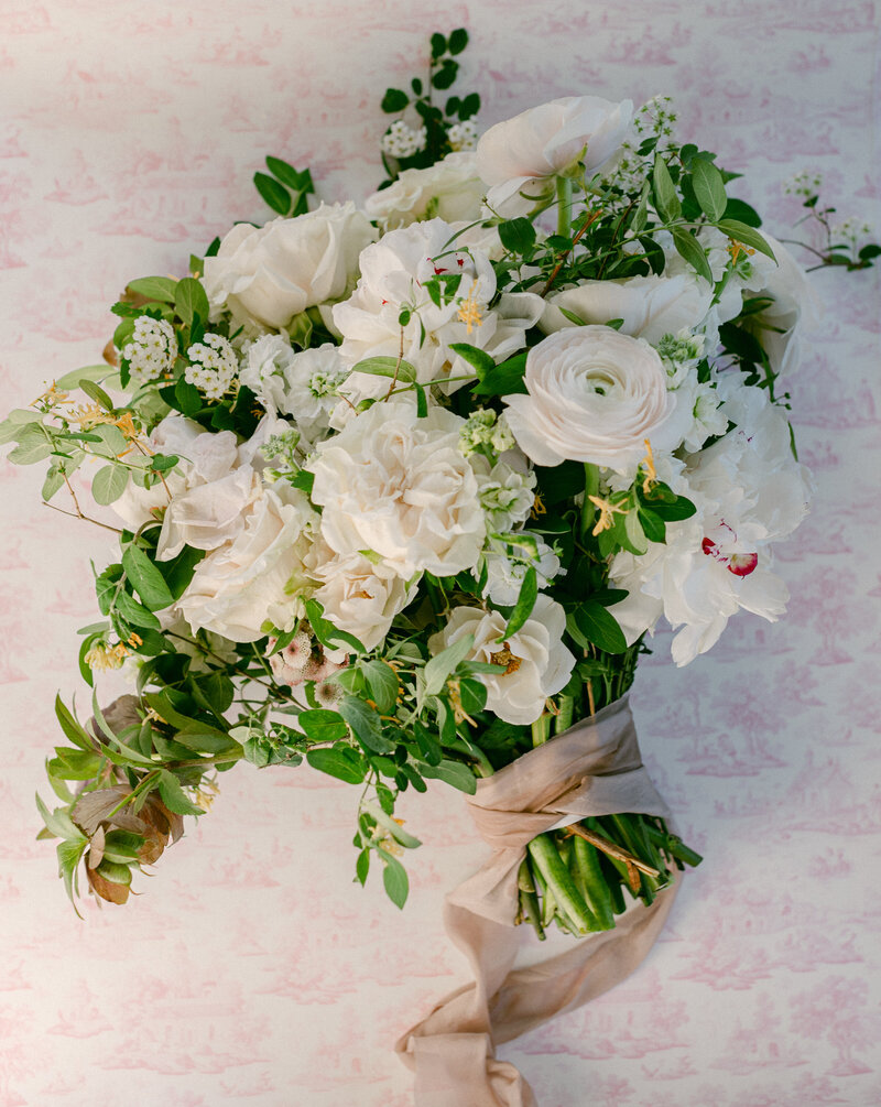 Toile linen flat lay mat with vintage French-inspired wedding details