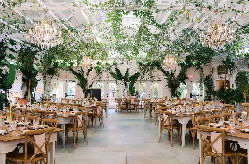 wedding reception in wilmington north carolina with lots of greenery