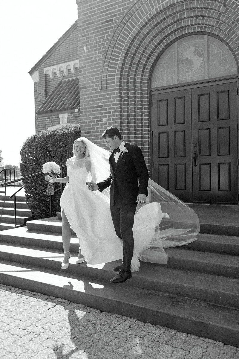 Bride and groom leaving the church after their wedding ceremony | Something Borrowed