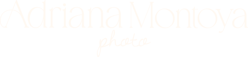 A white version of the Adriana Montoya Photo secondary logo.