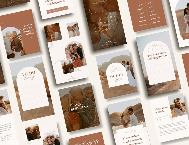 Boho terracotta Instagram templates for photographer