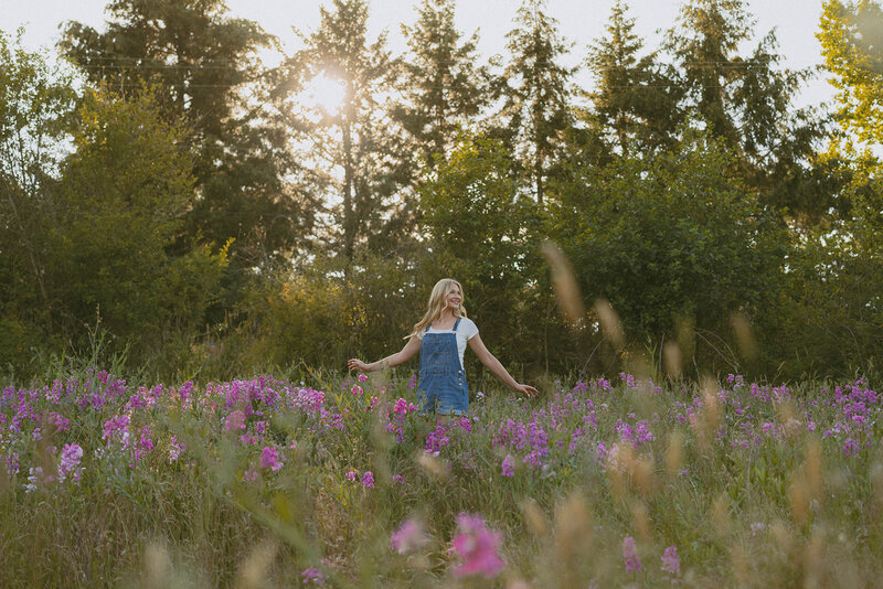 girl standing on road bridge in columbia river gorge