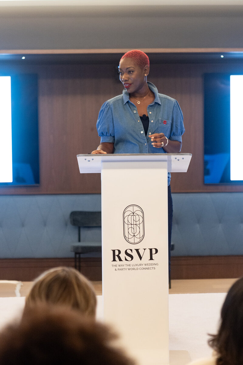 Nikisha giving a speech on an event
