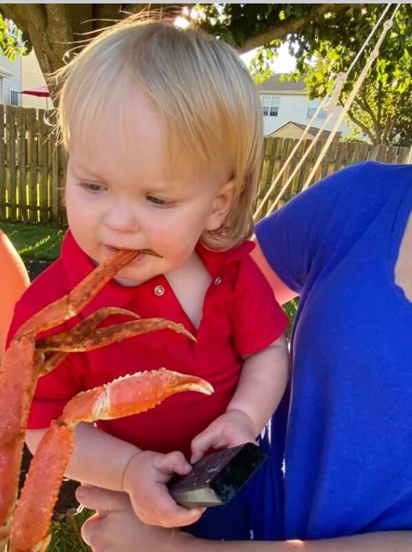 Baby and crab