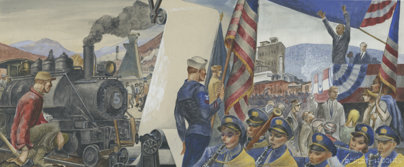 "Eisenhower's Visit" - Lincoln Post Office Murals