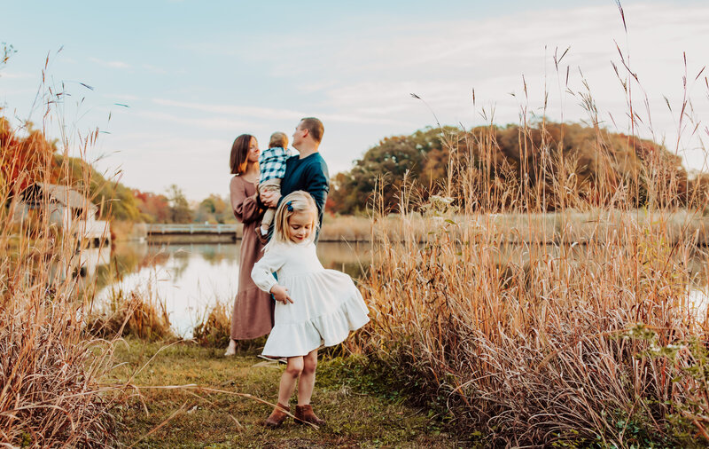 dancing girl, session by the lake, lake erie, toledo, field, family on the field