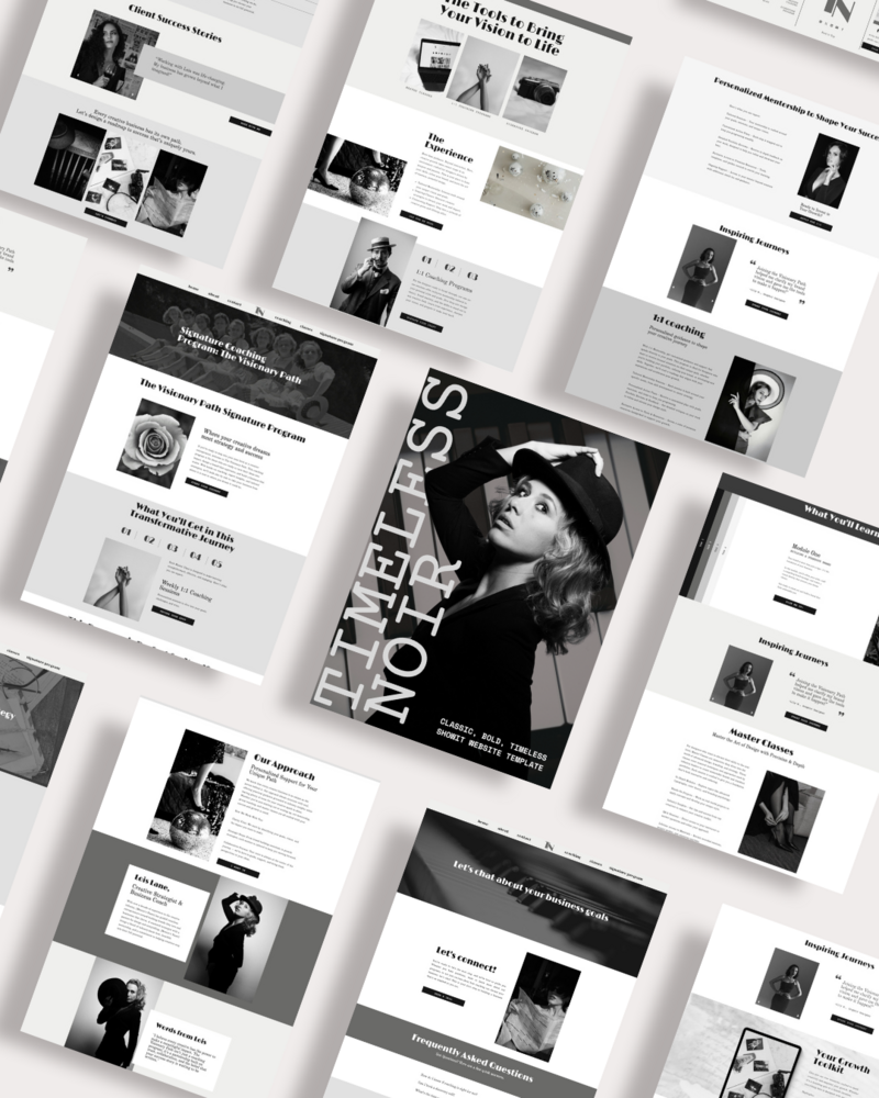 noir inspired website template for online coaching