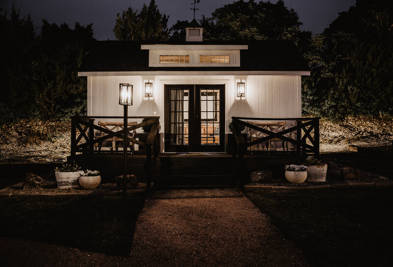 small cottage at night