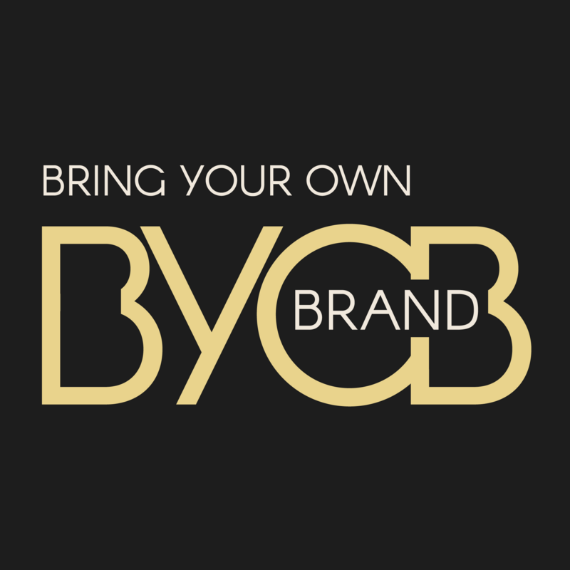 Branding Podcast - BYOBrand Podcast Logo - Black Background   - Says Bring Your Own Brand - BYOBrand