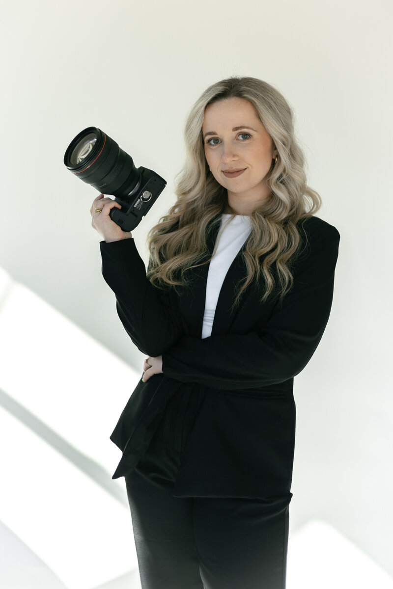headshots of north carolina wedding photographer in studio