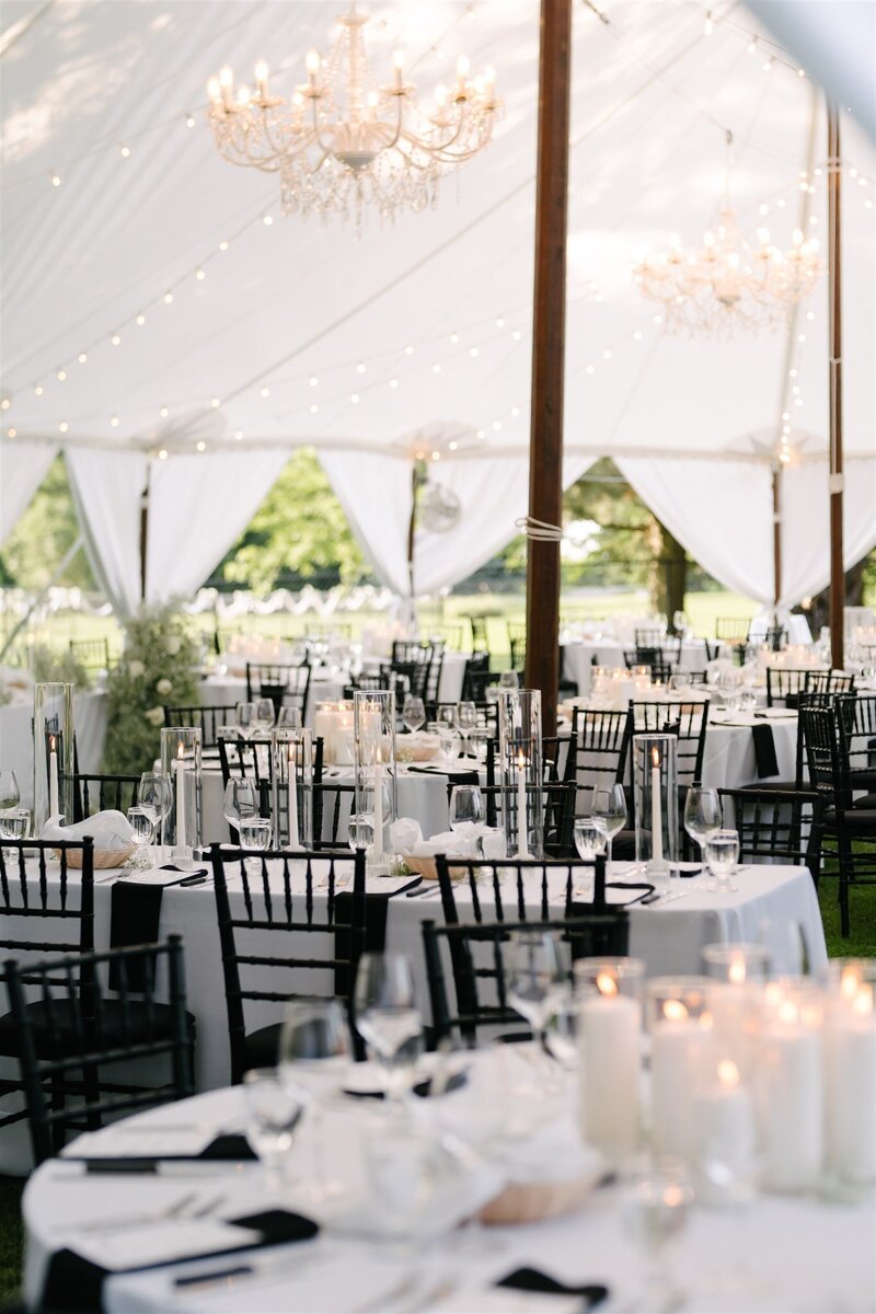 luxury wedding at private residence with black and white details