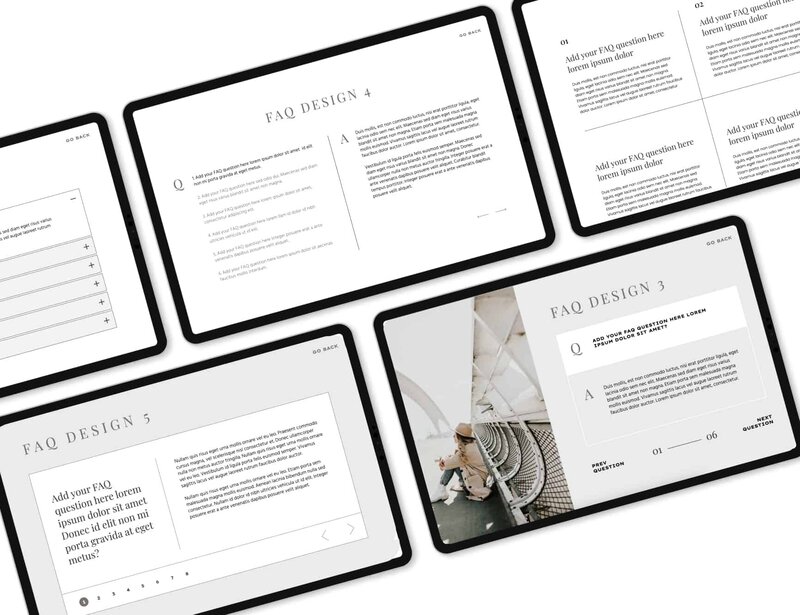 FAQ Canvas Pack Showit Template Addon