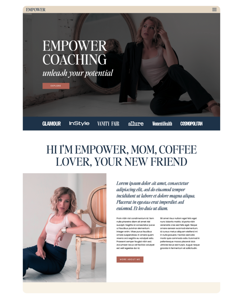 clean and modern Showit website template designed by WebMaven