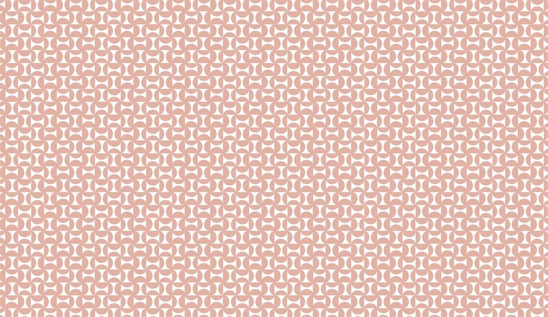 Geometric pattern of pink ovals with white hourglass-like shapes in each one