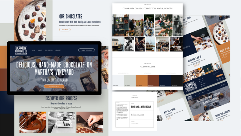 branding and website design display for a chocolate shop