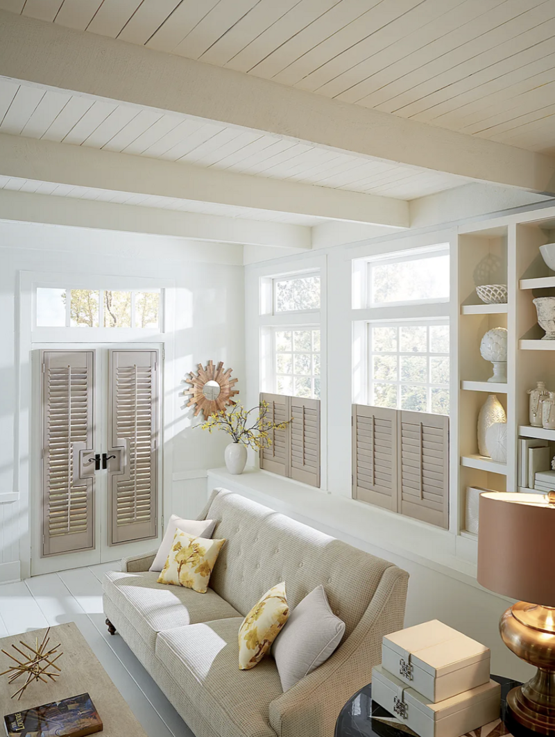 Wood custom shutters living room