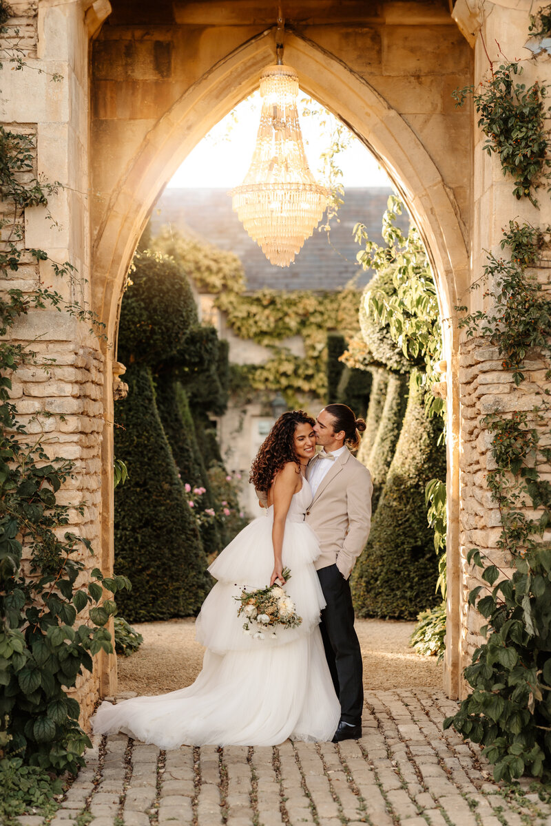 Euridge Manor kiss under the lights - luxury wedding venue near bath