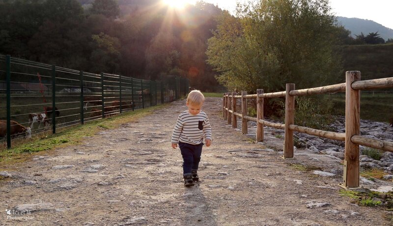 petit garçon qui marche dans un sentier