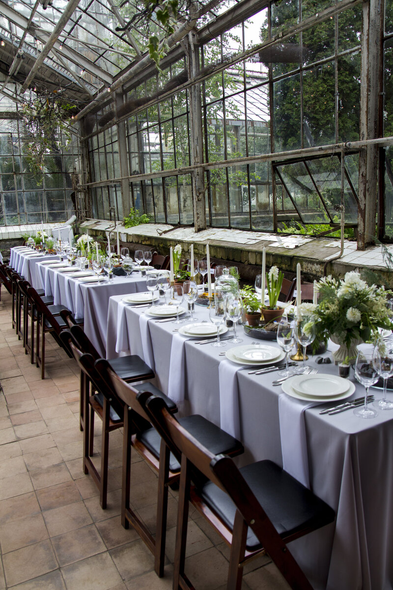 Botanical wedding table setting pearl ivy events