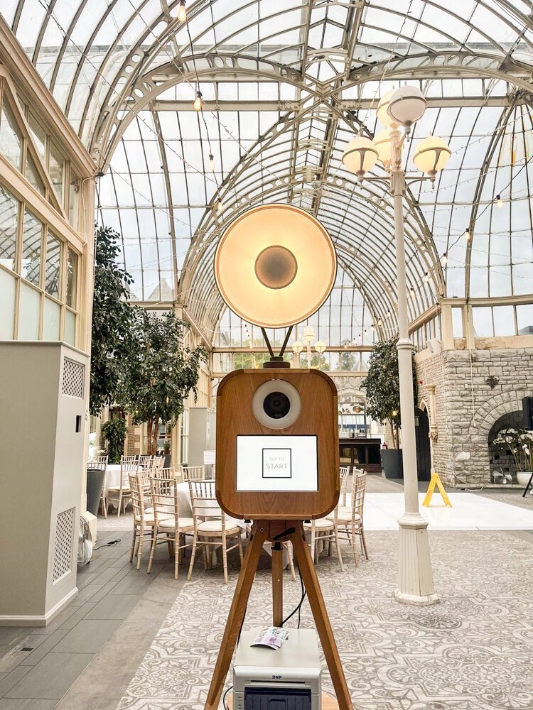 Premium party entertainment modern wooden photo booth hire for De Vere Tortworth Court corporate events, weddings, private parties, brand launches and more