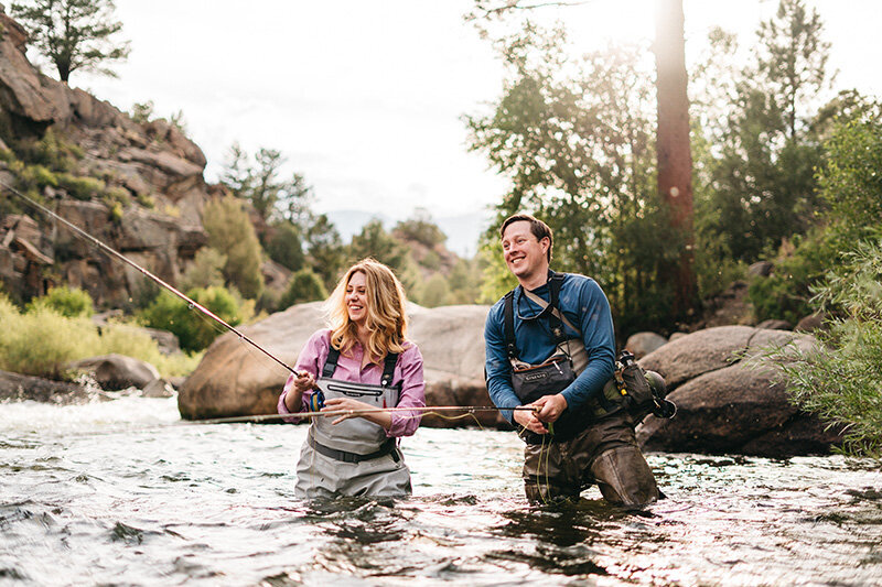 colorado fly fishing engagement photos