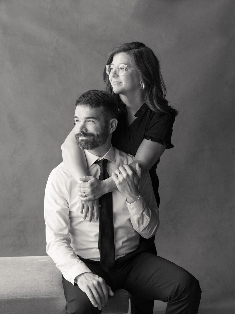 Black and white photo of Husband and Wife North Carolina Wedding Photographers Harry and Tanya McSween