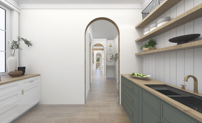 render of a built in wine station