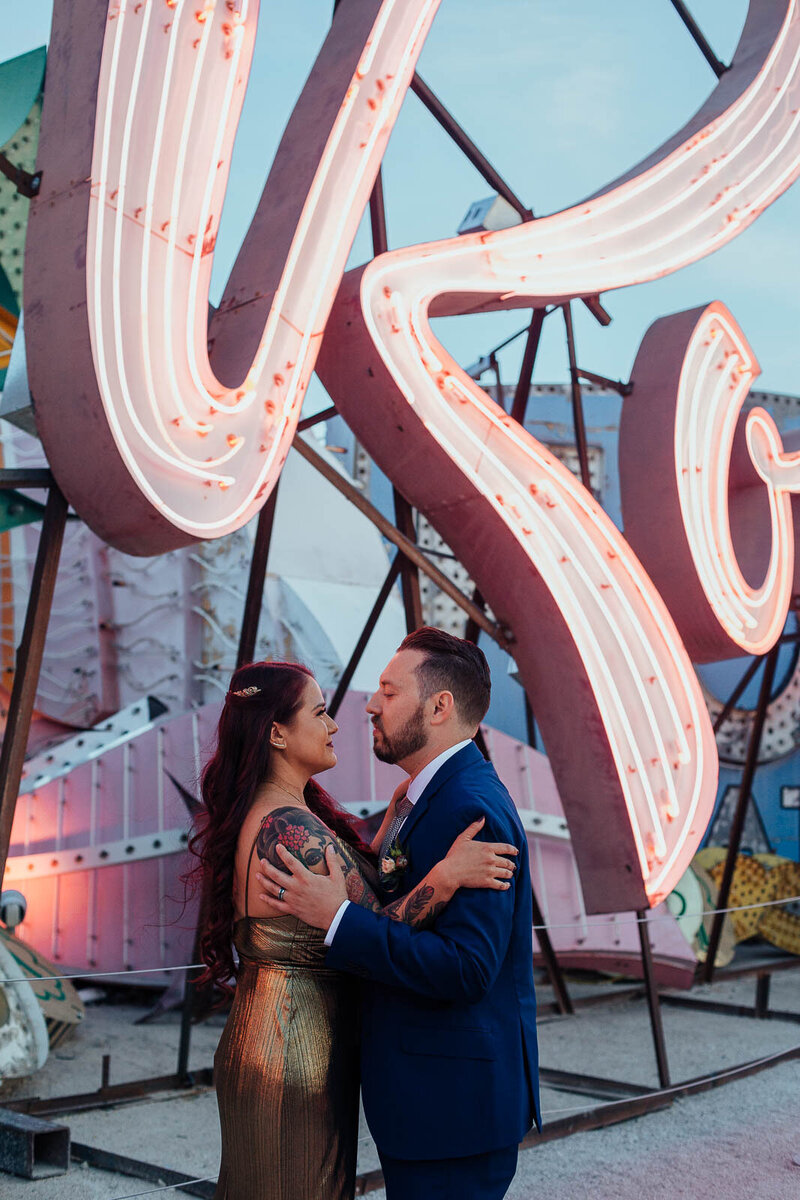 Engagement photos at the Neon Museum Las Vegas