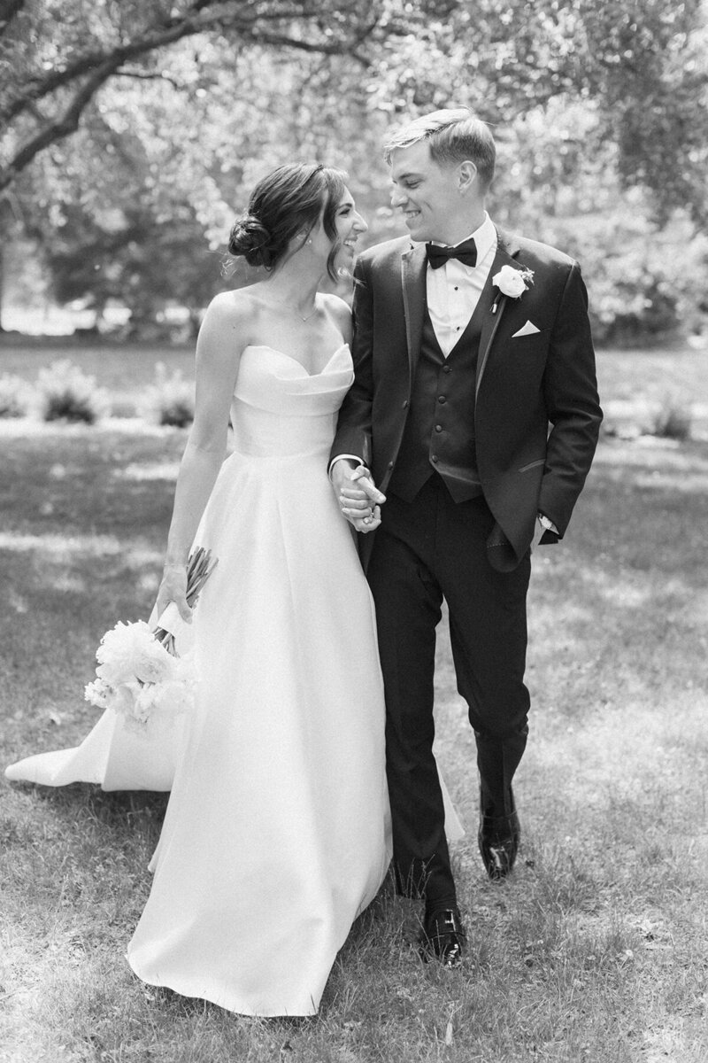 bride and groom walking