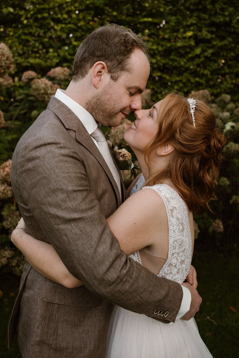 Bride and groom walk up memorial steps at their DC wedding